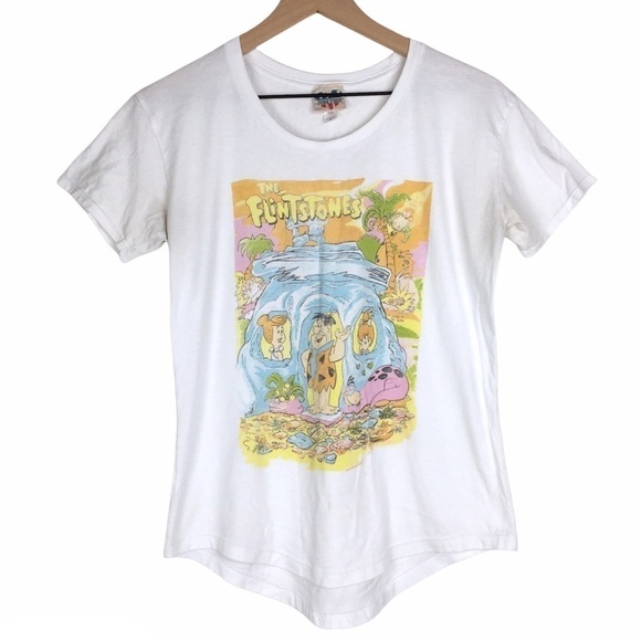 JUNK FOOD Graphic T Tee Shirt Flintstones Short Sleeve Retro Boho Cartoon Medium - Picture 12 of 12